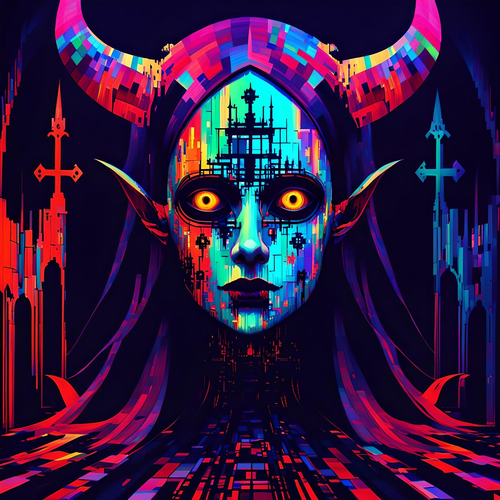 Gothic Devil: Ethereal Folk Art Masterpiece