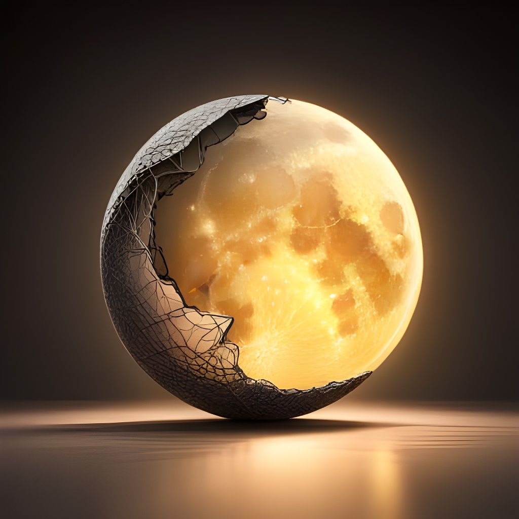 Cracked Glass Moon: Photorealistic CGI Masterpiece