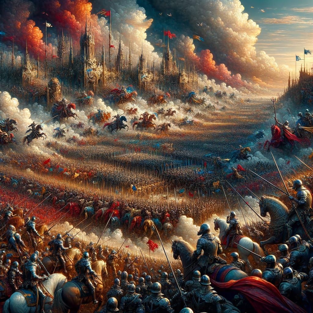 Baroque Battle Scene with Knights and Musketeers