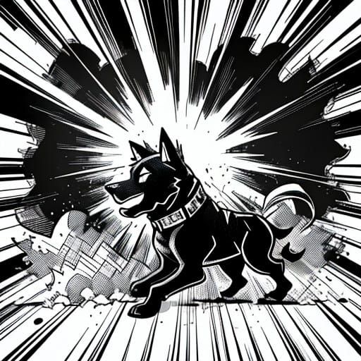 Dog House in Exaggerated Pop Art Style with Explosive Burst