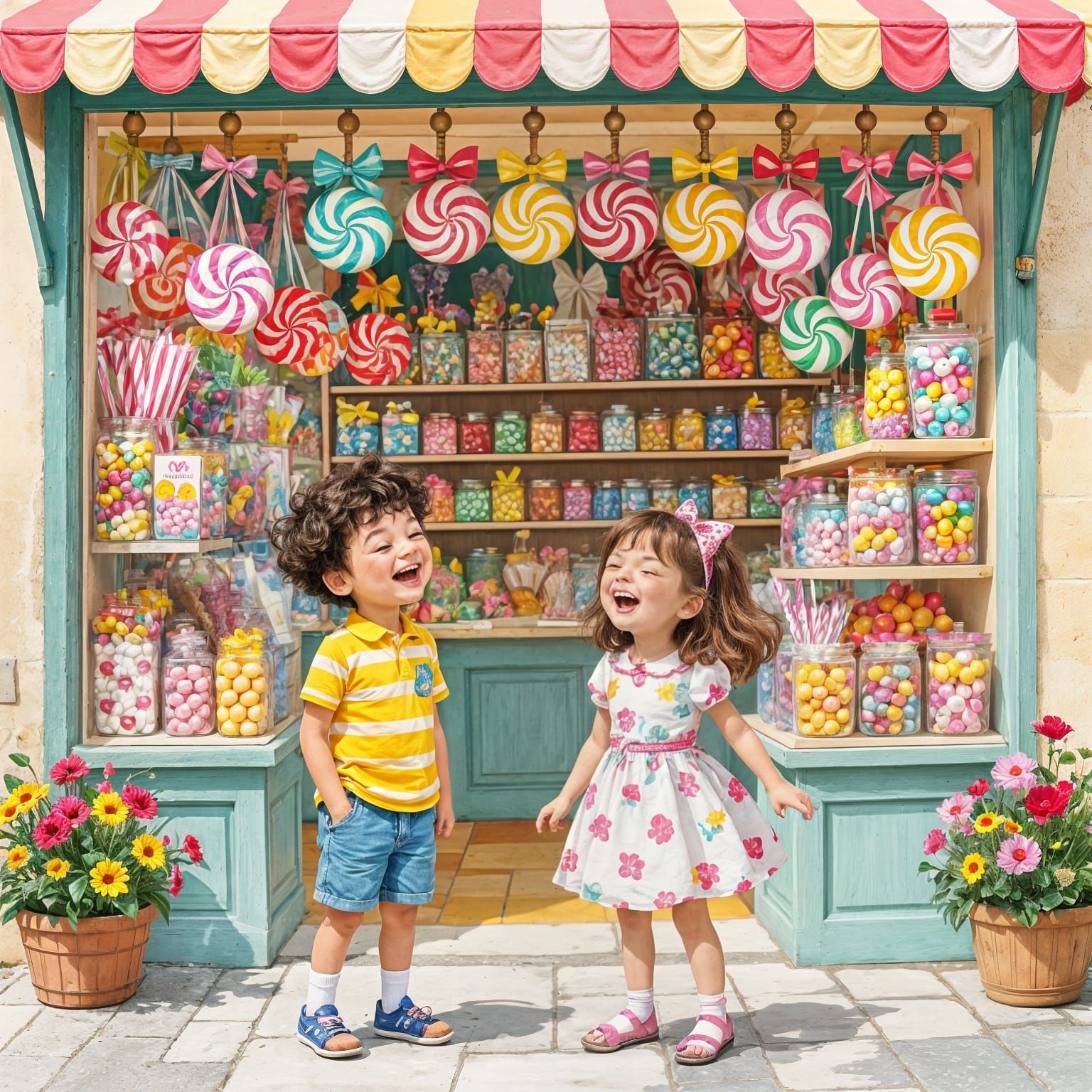 Kids' Joyful Moment in a Candy Store