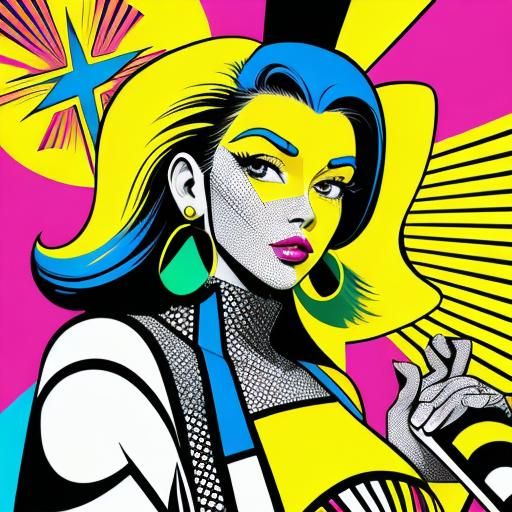 Woman in Bank: Digital Pop Art Portrait