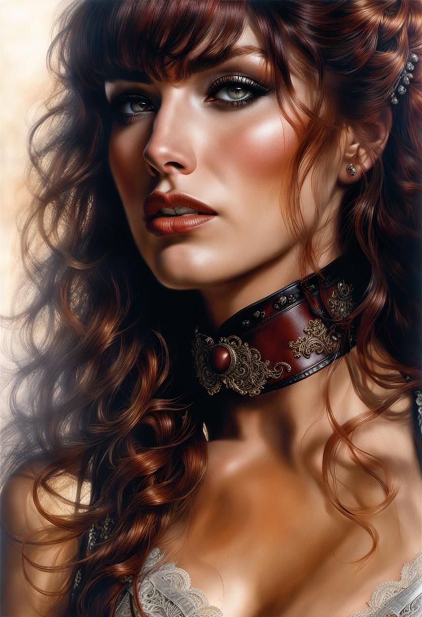 Stunning Woman with Red Hair in Luis Royo Style