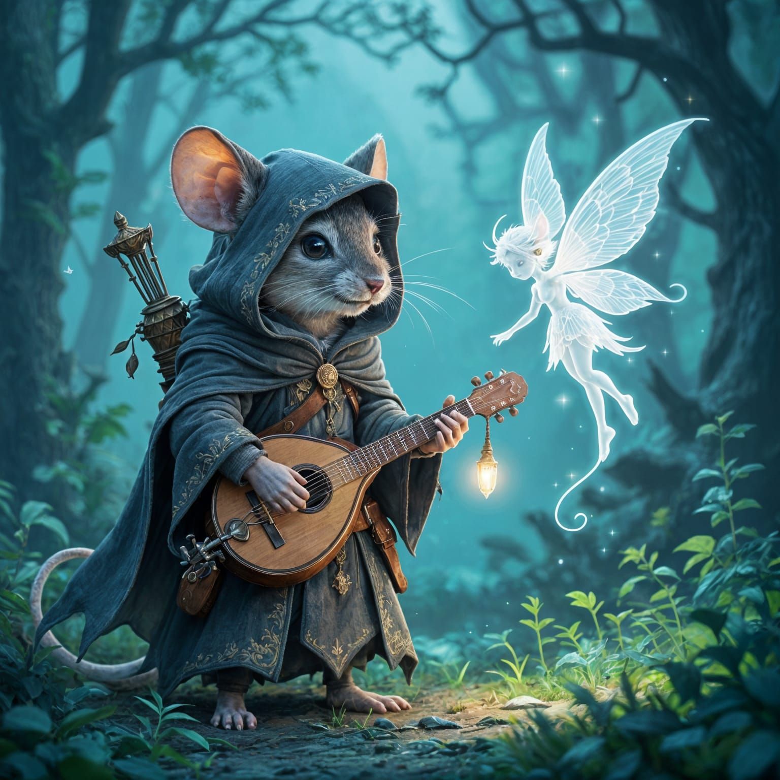 Mouse Wanderer and Forest Fairy in Twilight
