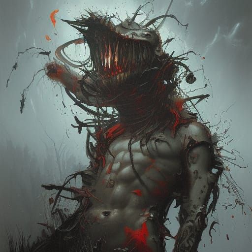 Eerie Campfire Apparition in Polychromatic Horror Art