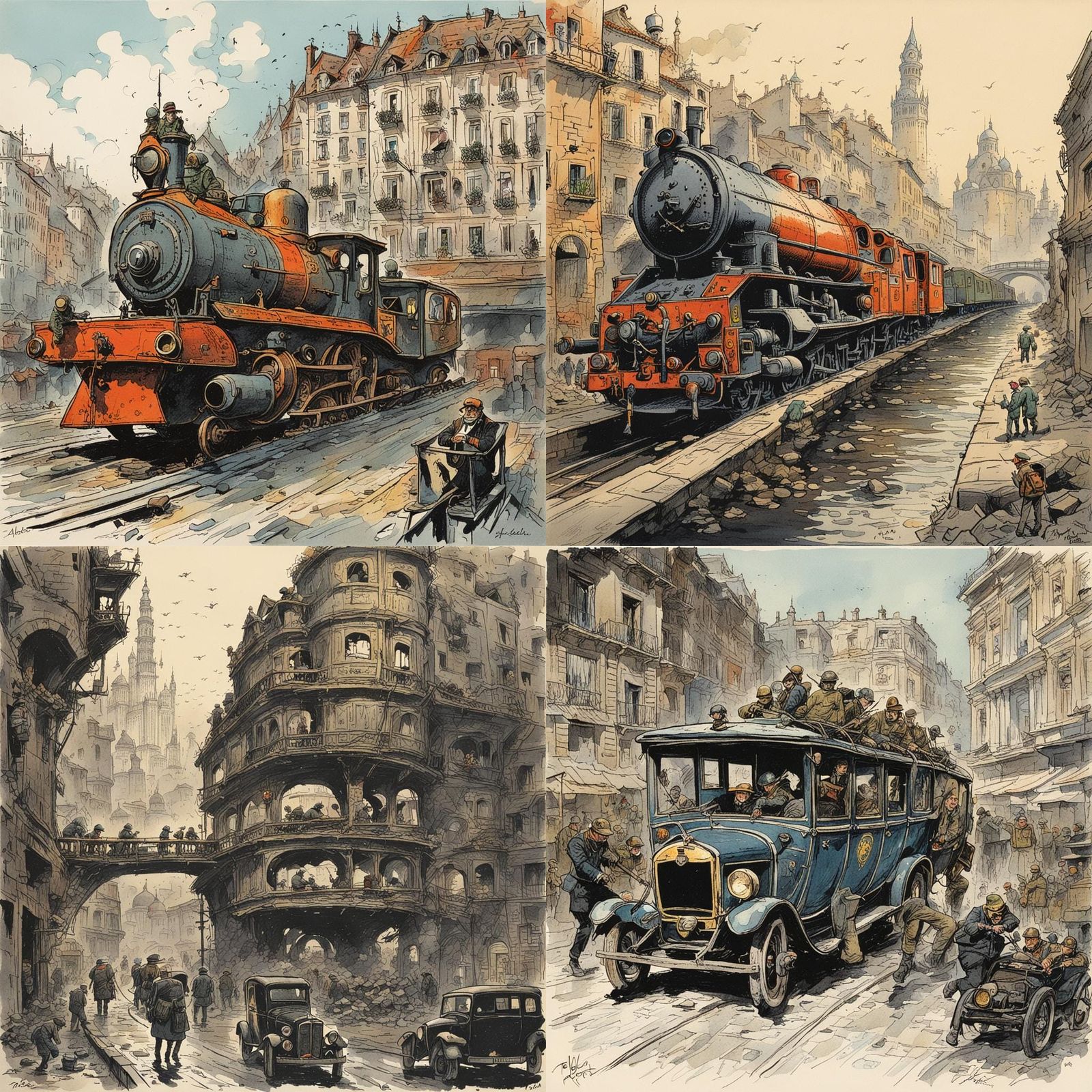 Futuristic Transportation Inspired by Robida