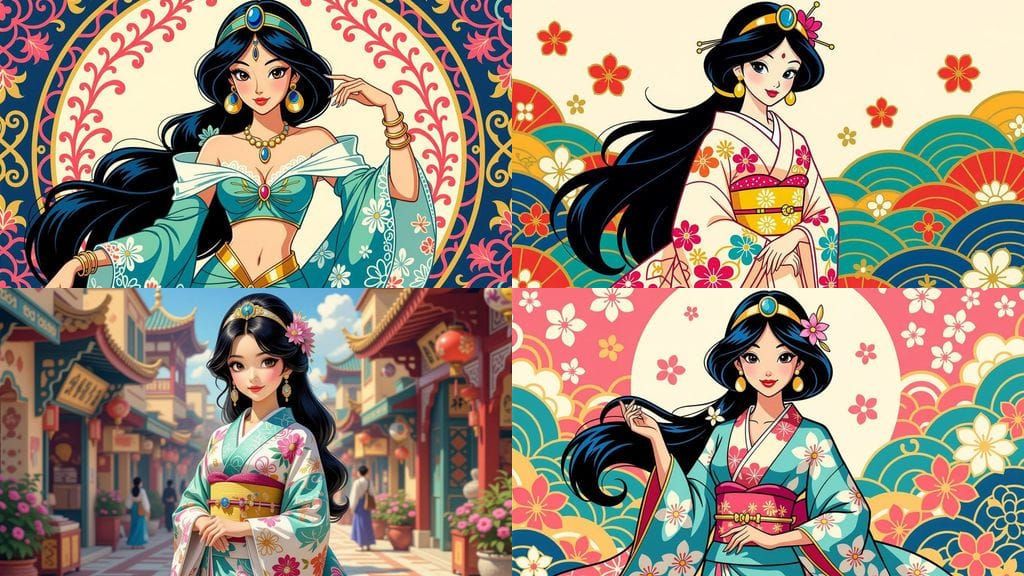 Jasmine as Japanese Princess: Hyperrealistic Acrylic Art