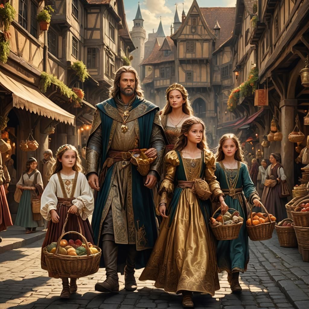 Medieval Lord and Daughters at Fantasy Market