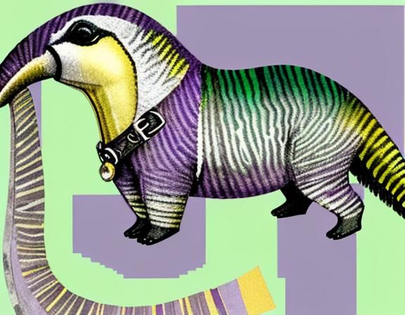 Detailed Decoupage Collage of an Anteater