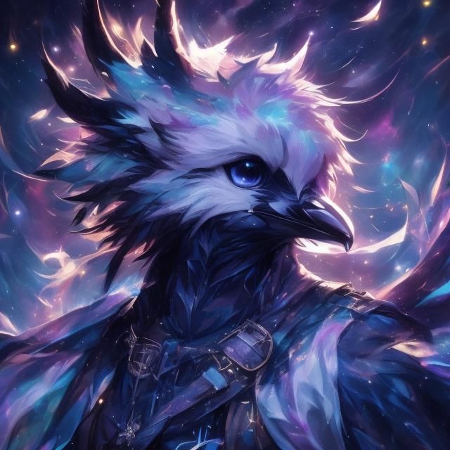 Mythical Crow Portrait in Anime Style