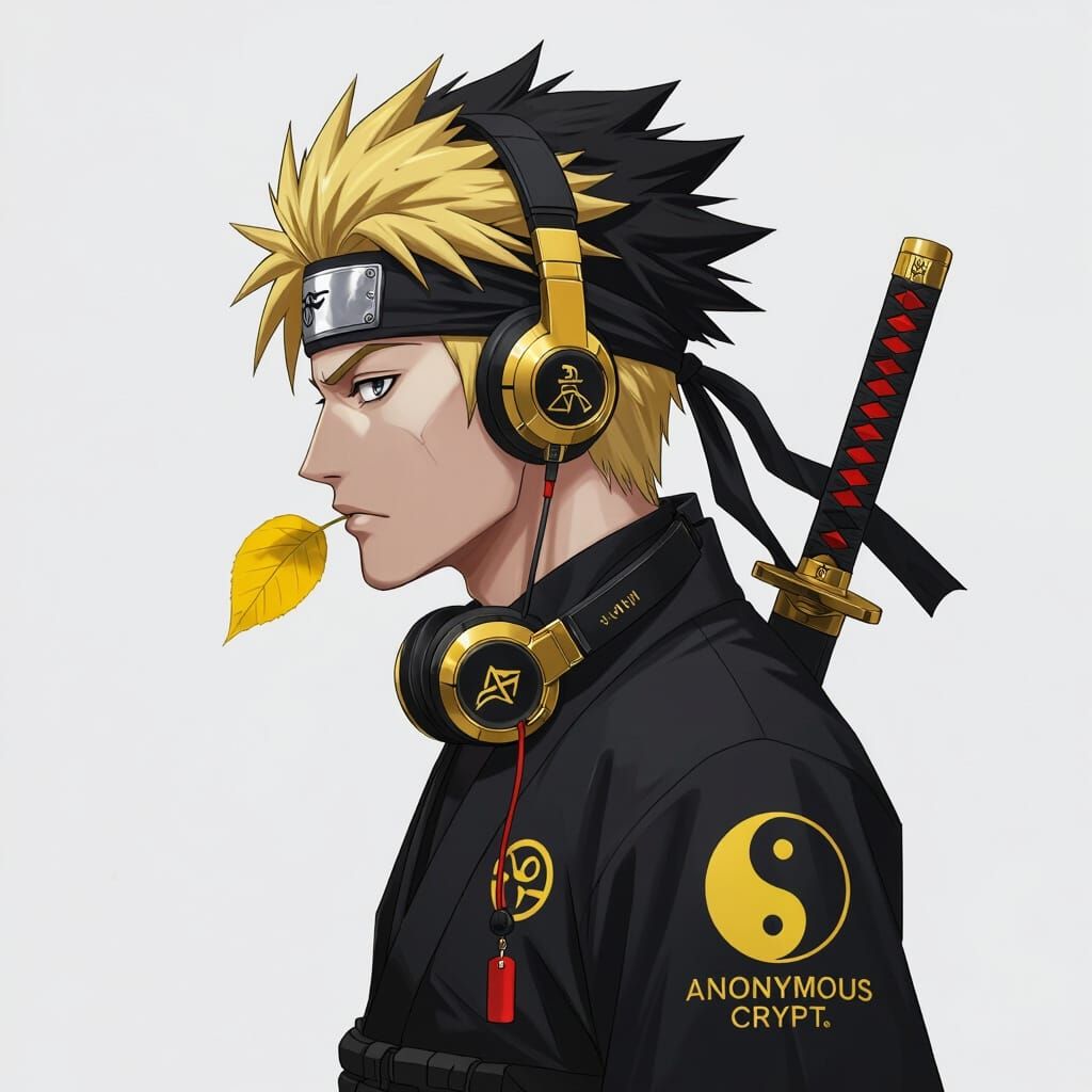Anime Samurai Portrait with Gold Hair and Katana