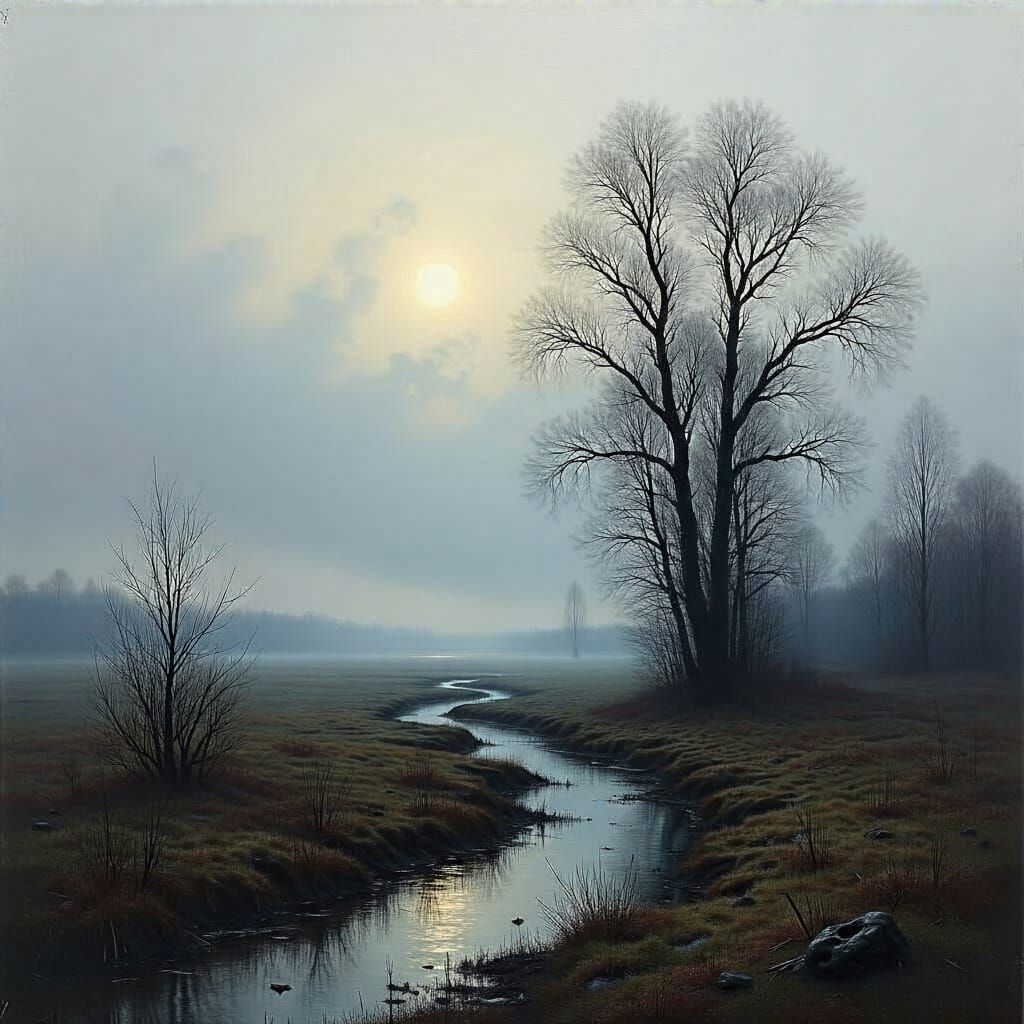 Grimdark Landscape in the Style of Isaac Levitan