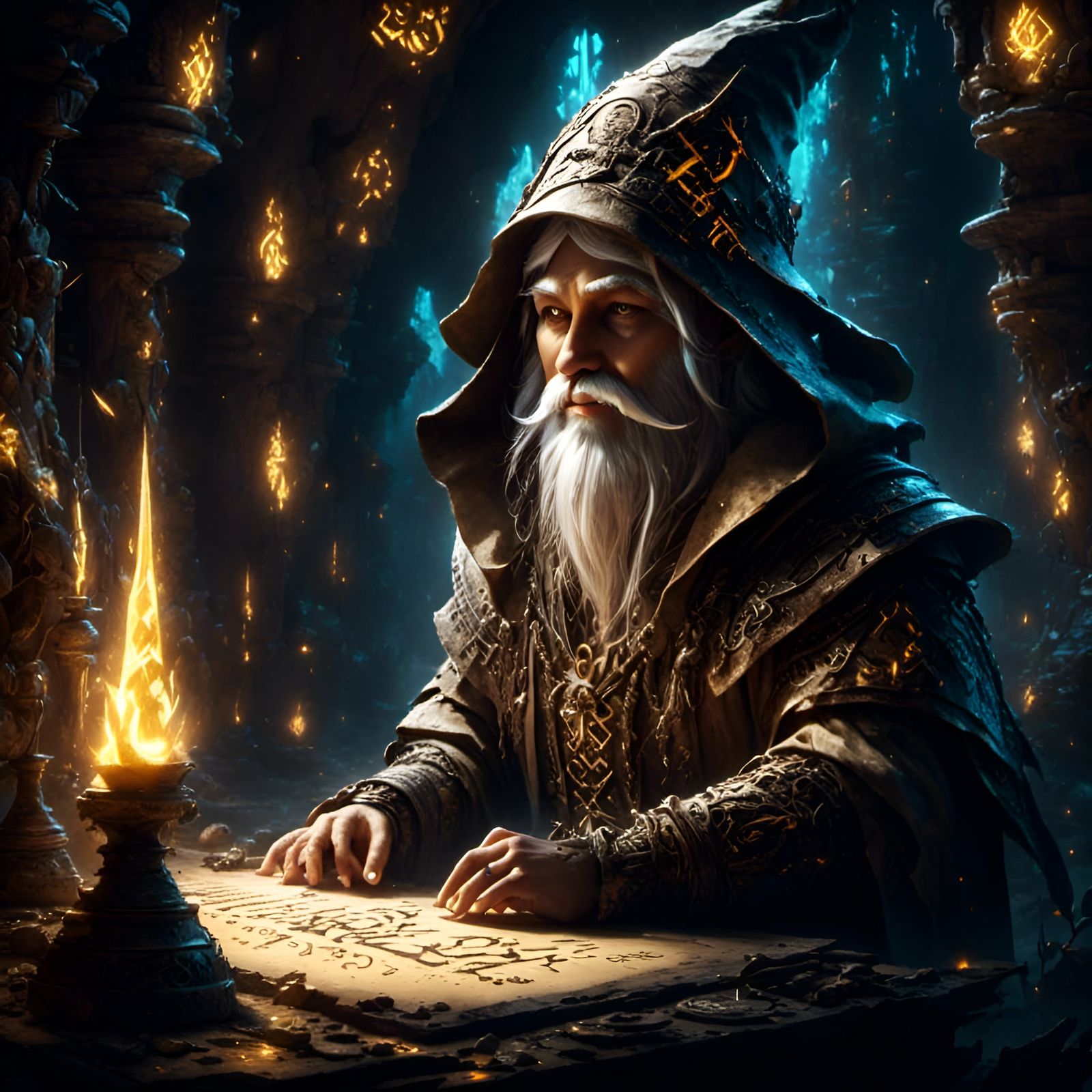 Mystical Rococo Gnome of Glowing Runes