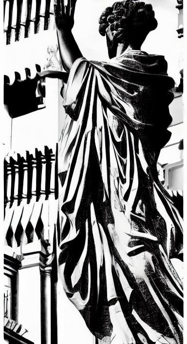 Stoic Philosopher Silhouette in Black and White