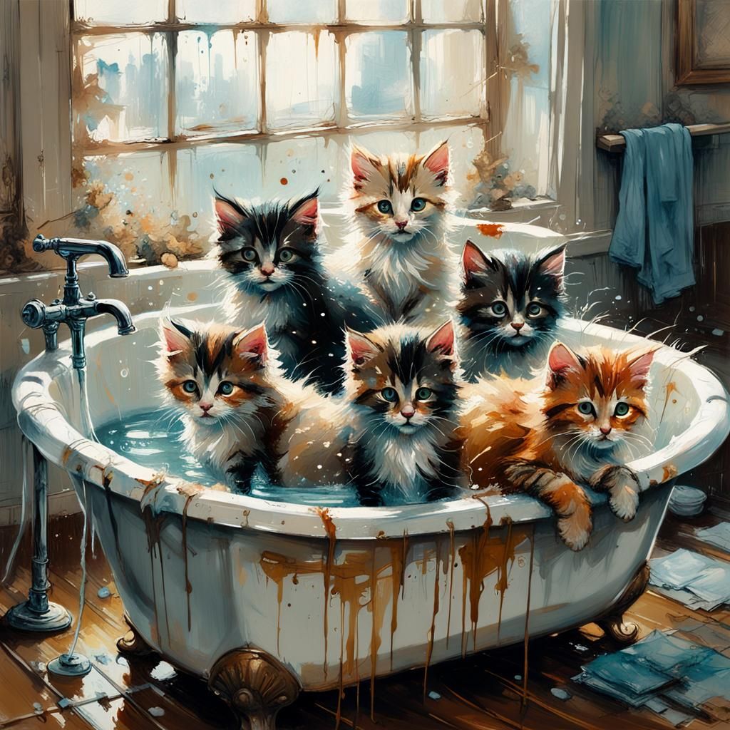 Kittens In The Bathtub
