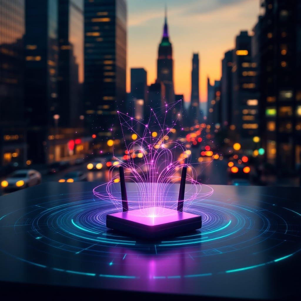 Electromagnetic Fields in Urban Dusk: A Sci-Fi Scene