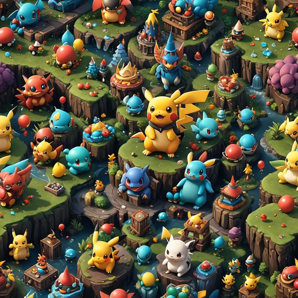 Pokemon Theme Birthday Invitation: Detailed Matte Painting