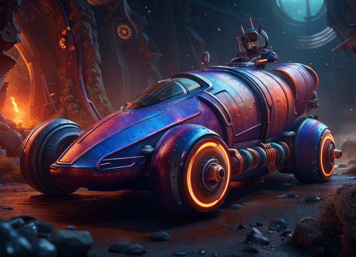 Fantastical Rocket Car Concept Art