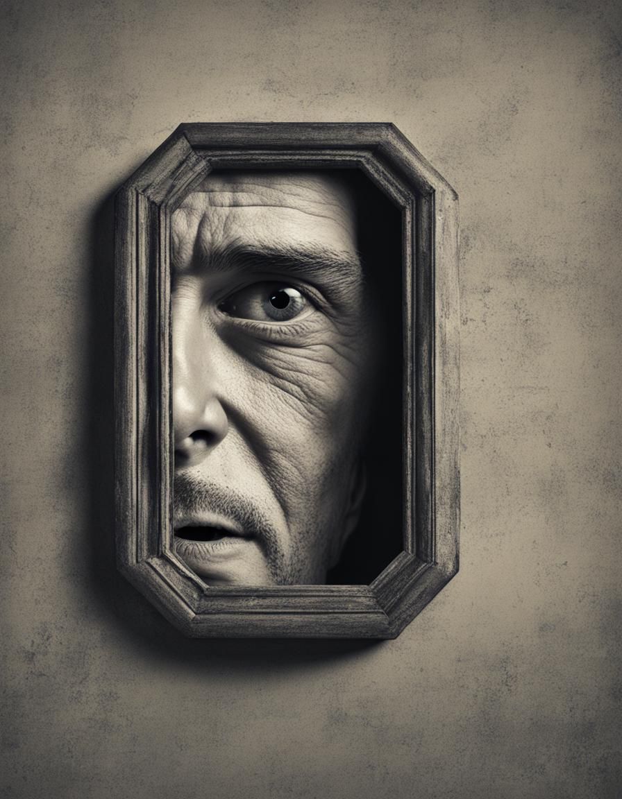 Creepy Faceless Man in Peephole View