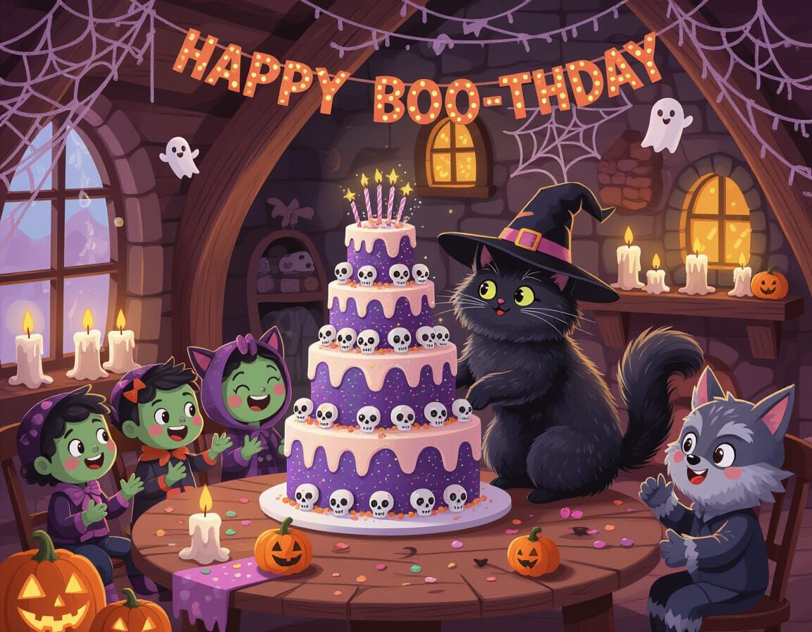Whimsical Witch's Cottage Birthday Party with Spooky Delight...