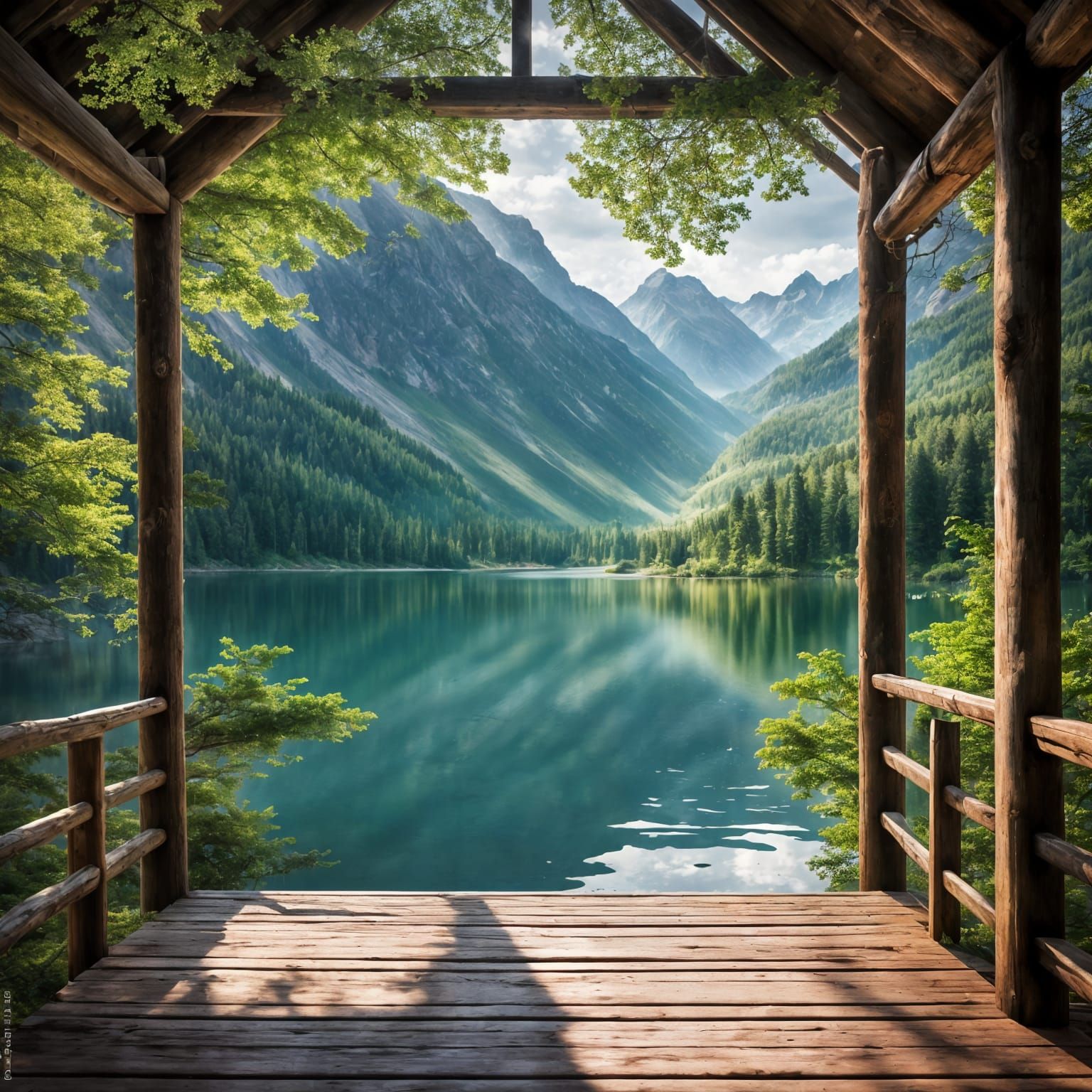 Serene Mountain Lake Panorama in Warm Light