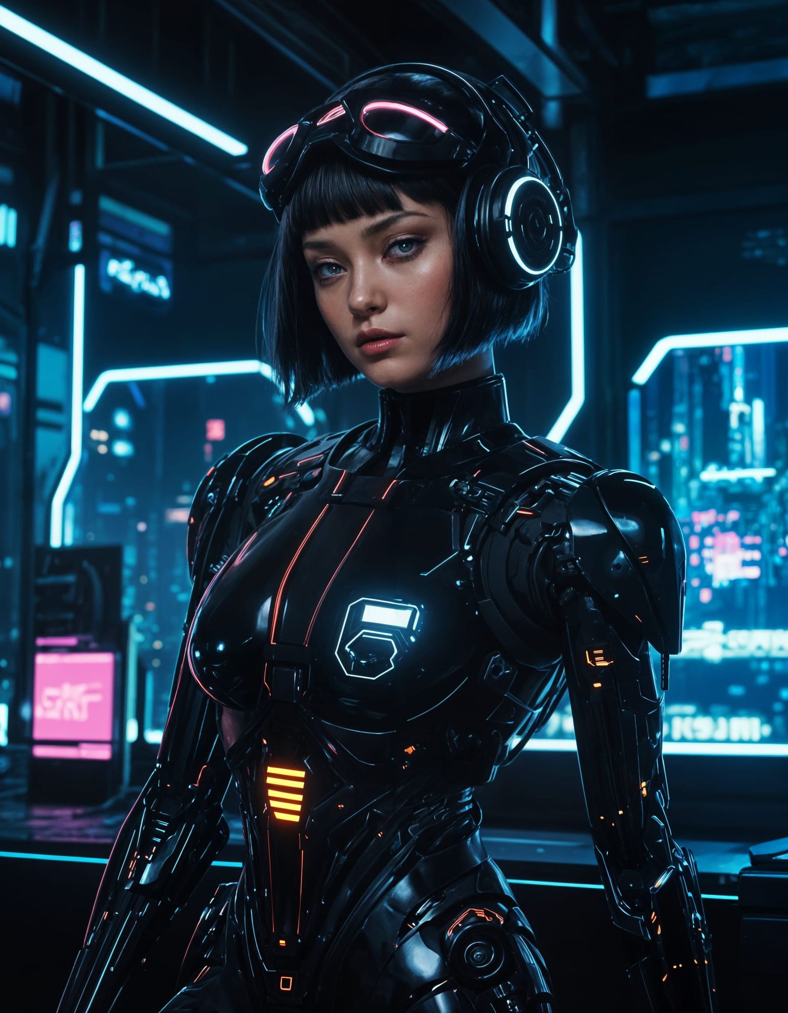 Cyberpunk Cyborg Silhouette in Anime Style