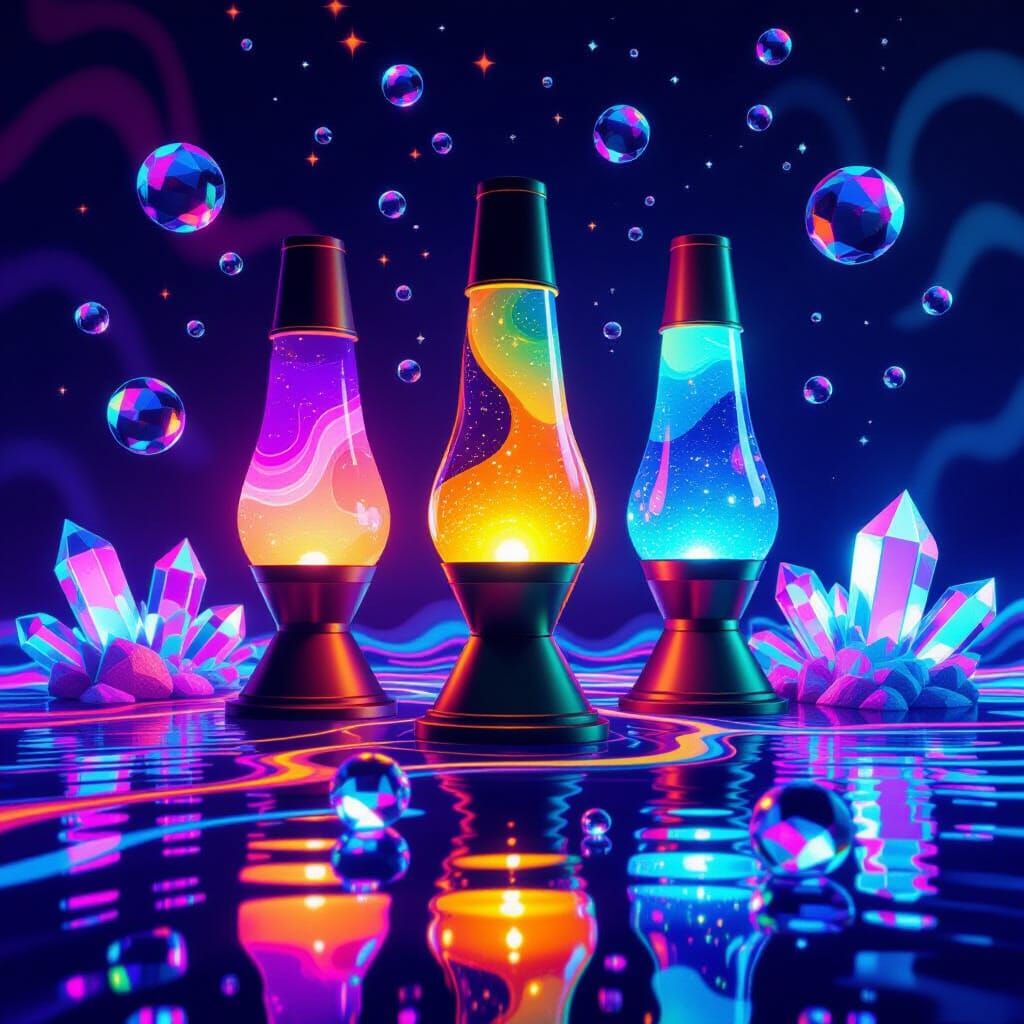 Psychedelic Lava Lamps With Crystals
