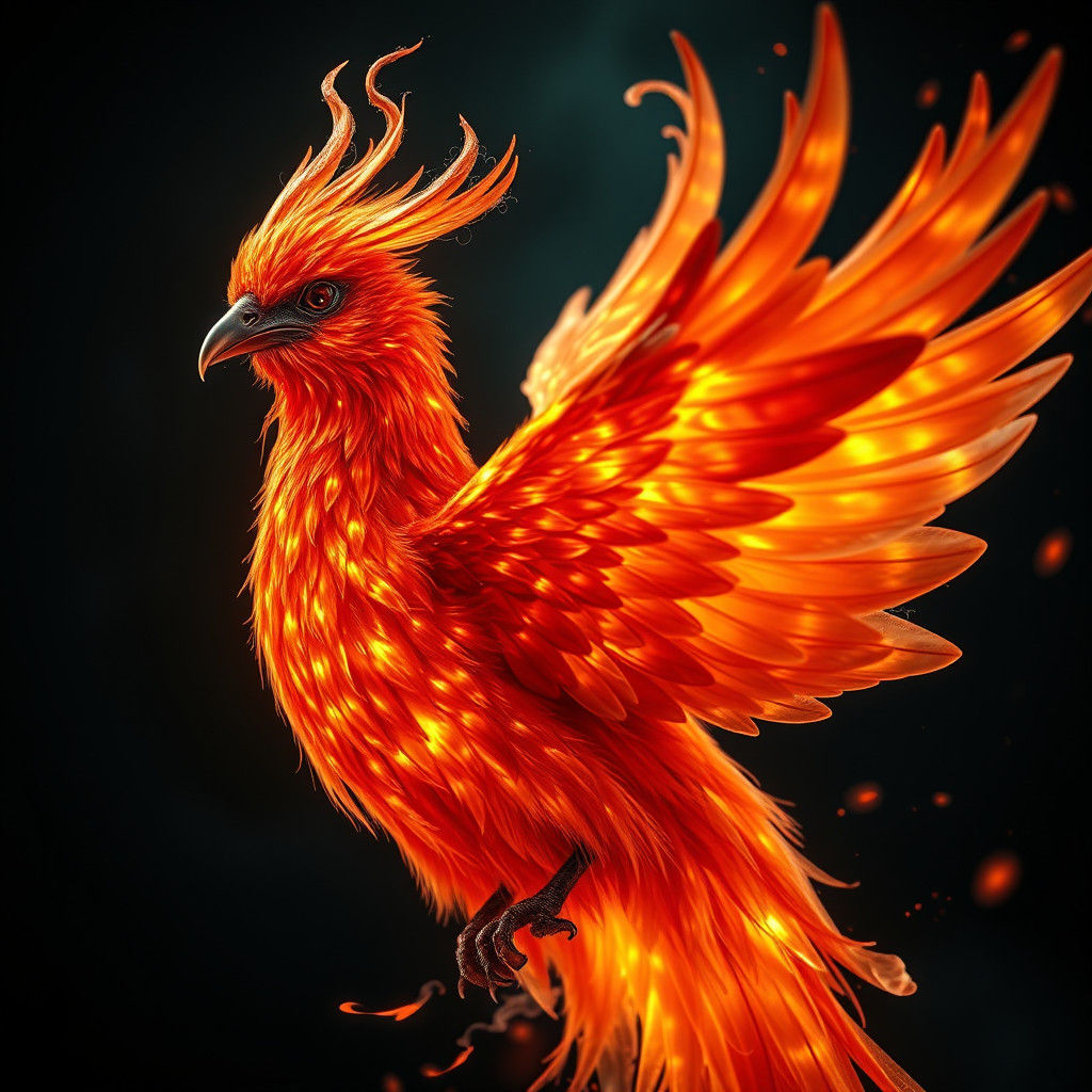 Firebird Portrait: Hyperrealistic Slavic Folklore Illustrati...