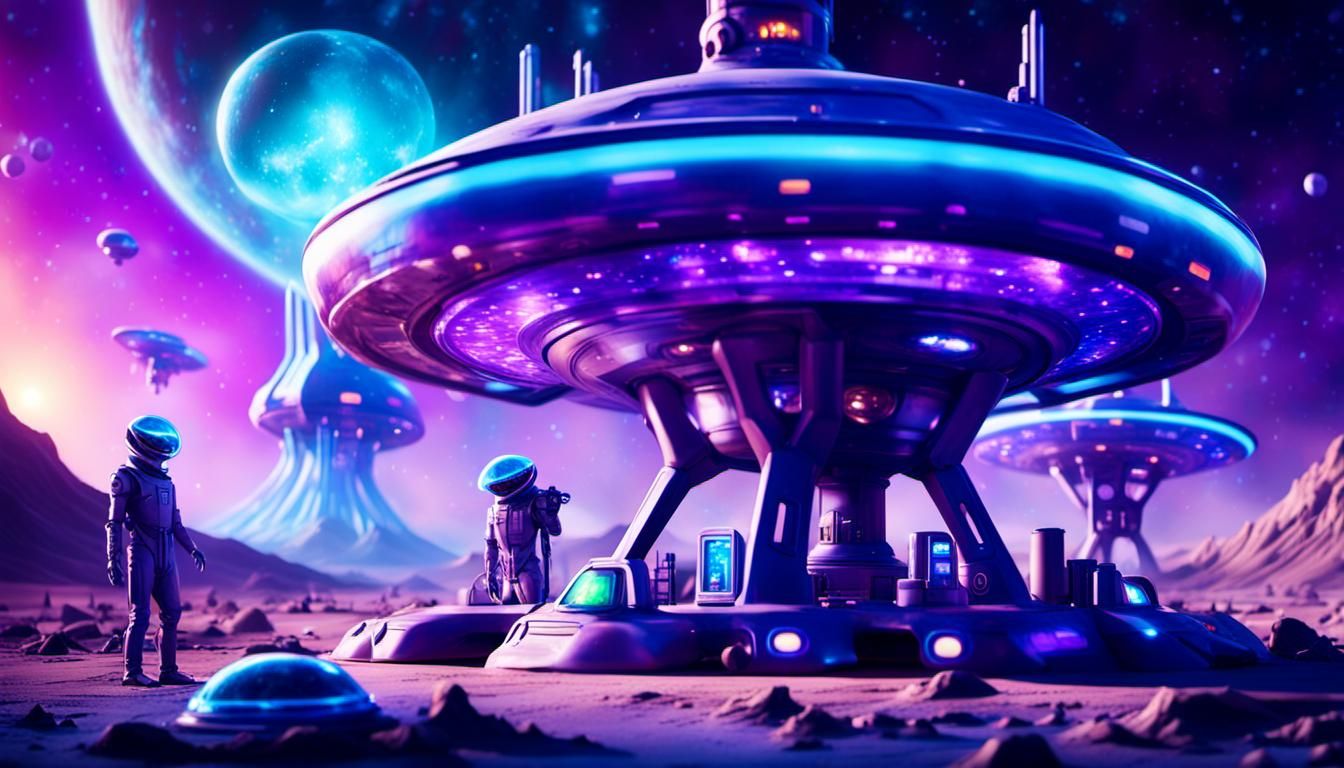 Deep Space Alien Gas Station in Surreal Style