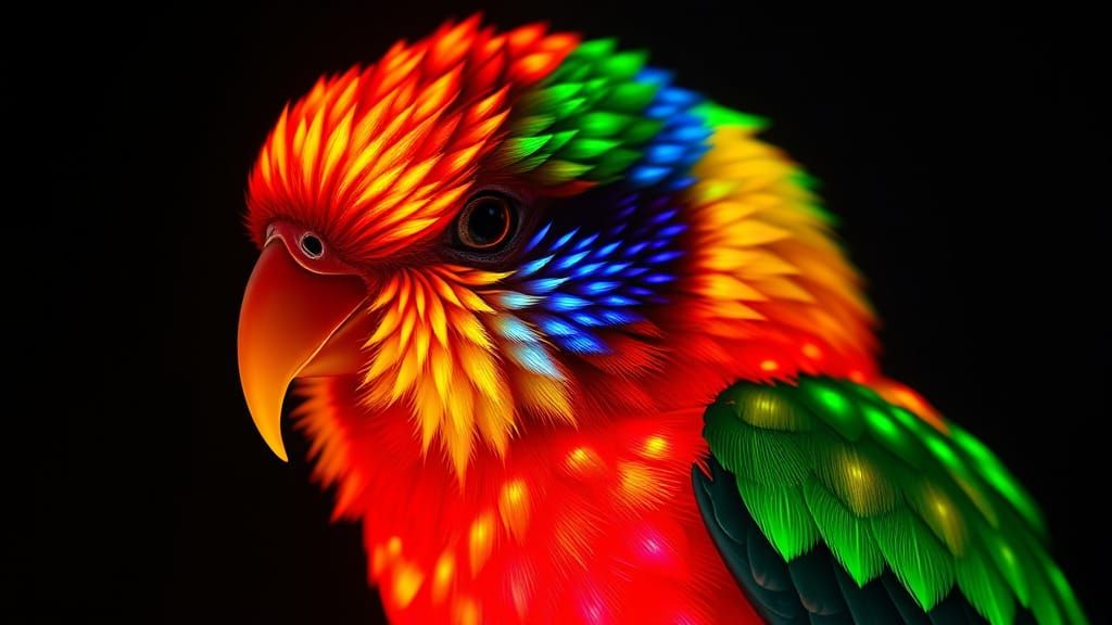 Bioluminescent Bird in Ultrarealistic Style