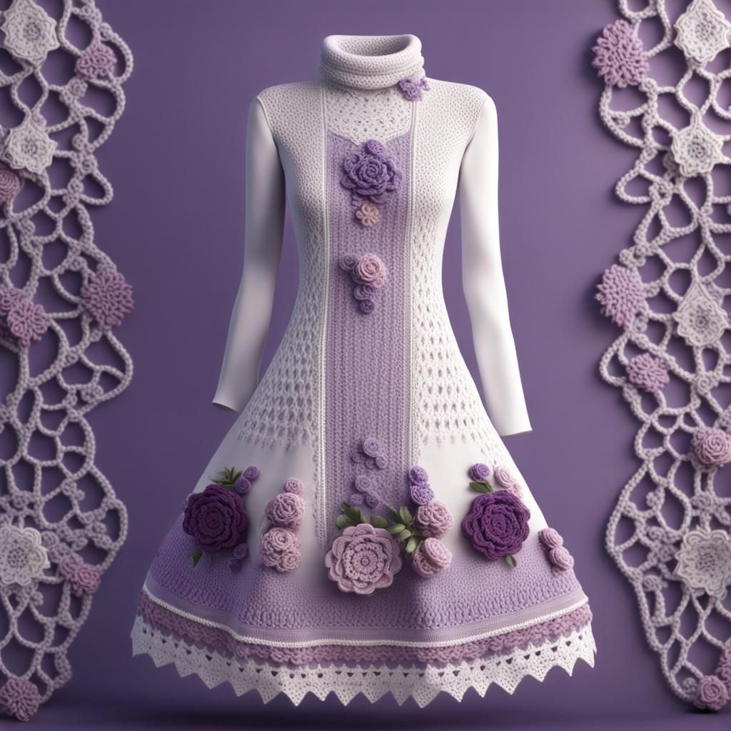 Elegant Knit and Crochet Dress in Fantasy Concept Art