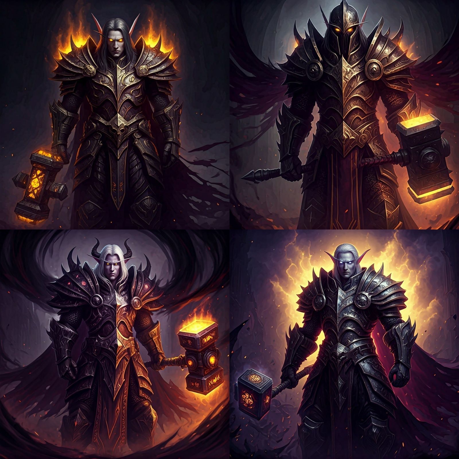 Astral Elf Death Knight Paladin in Adamantine Plate Mail Arm...