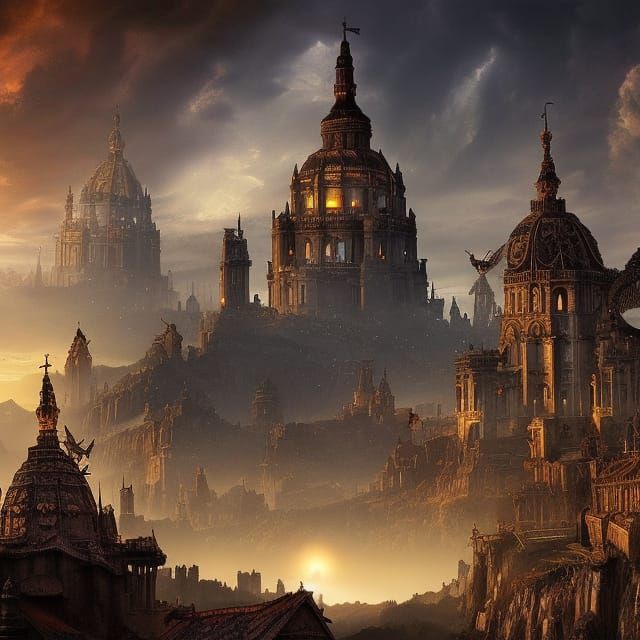 Epic Cinematic Cityscape in Divine Splendor