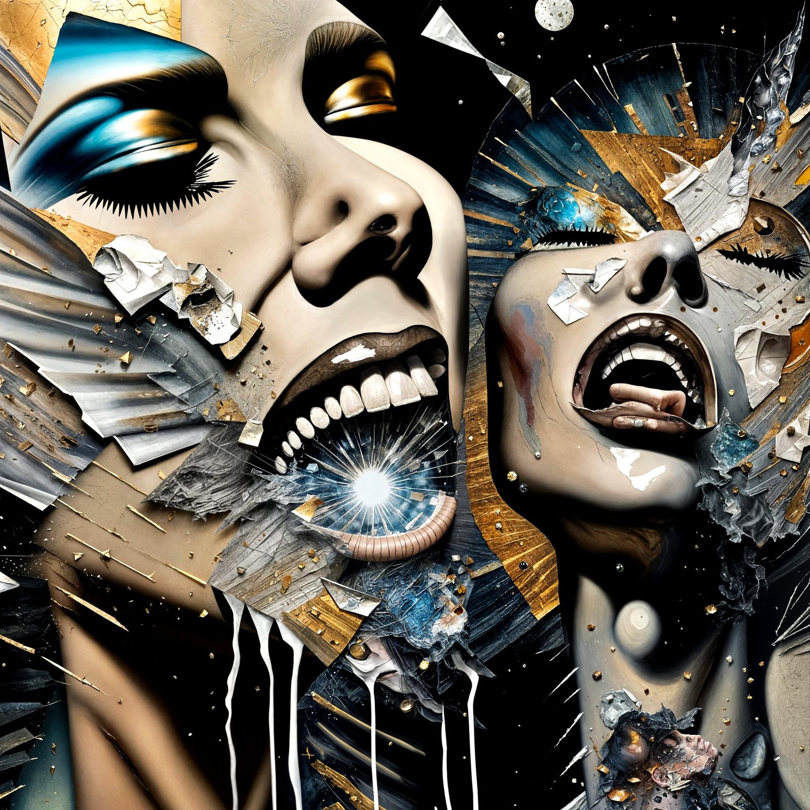 Celestial Transformation Collage in Mixed Media Style