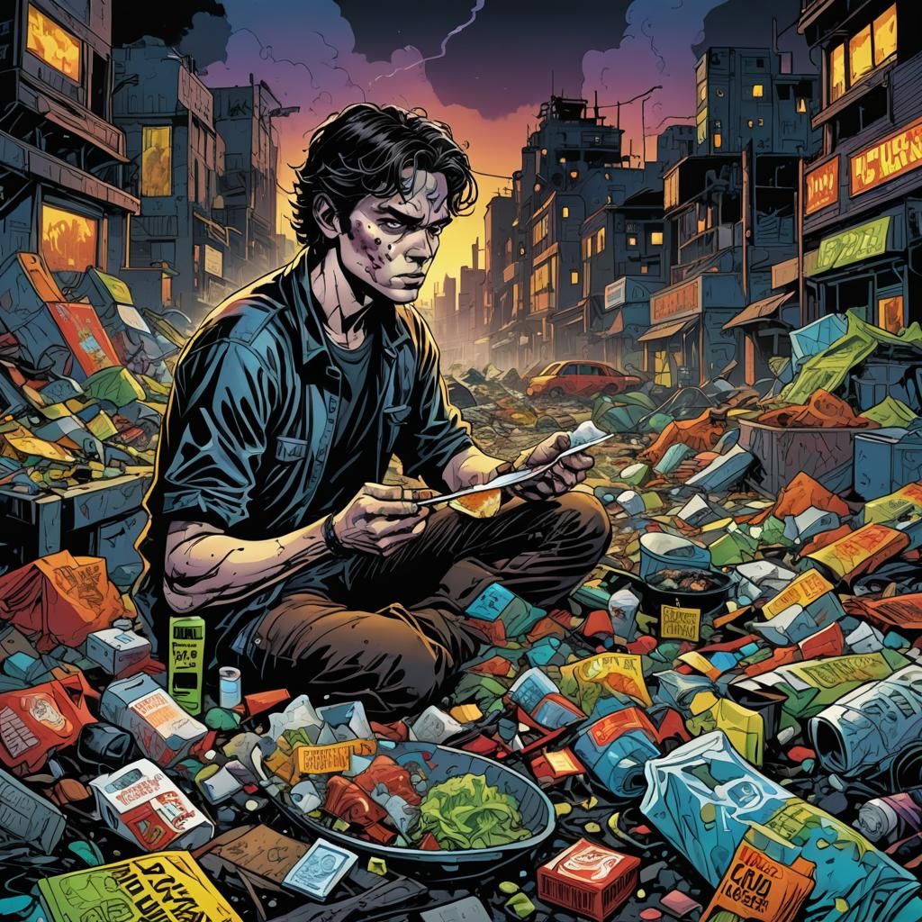 Eating Plastic in Polluted Comic Book Art