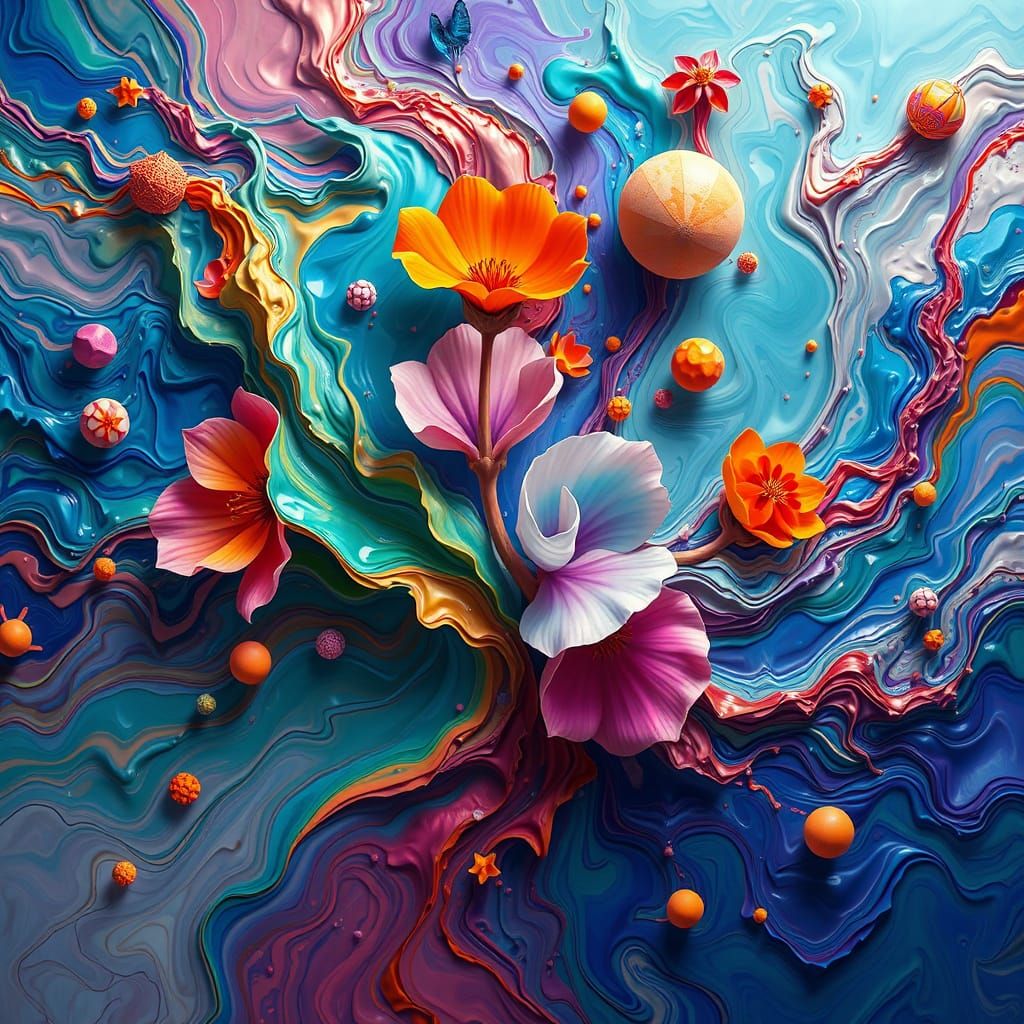 Vibrant Organic Forms in Mid-Transformation