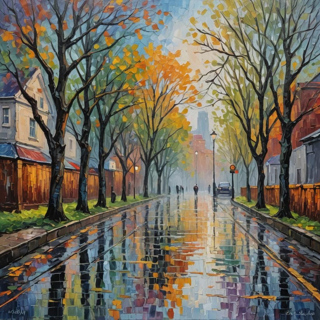 Dreary World in Neo-Impressionist Expressionist Style