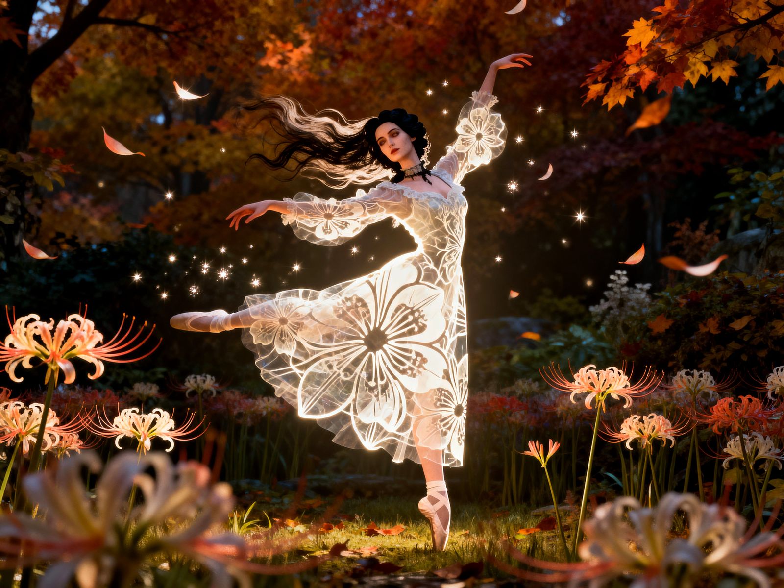 Lina Poe Ballet Amidst Autumn Spider Lilies