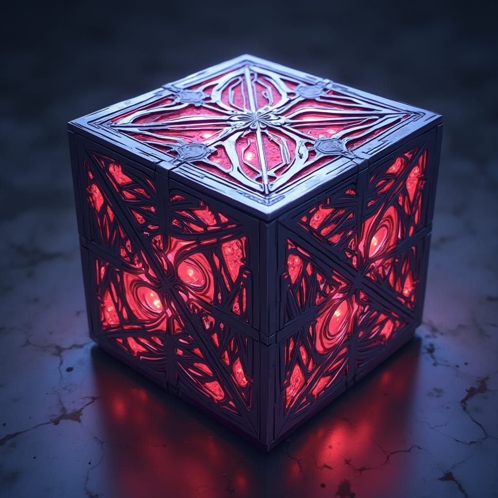 Stunning Anime-Inspired Metallic Cube with Intricate Design
