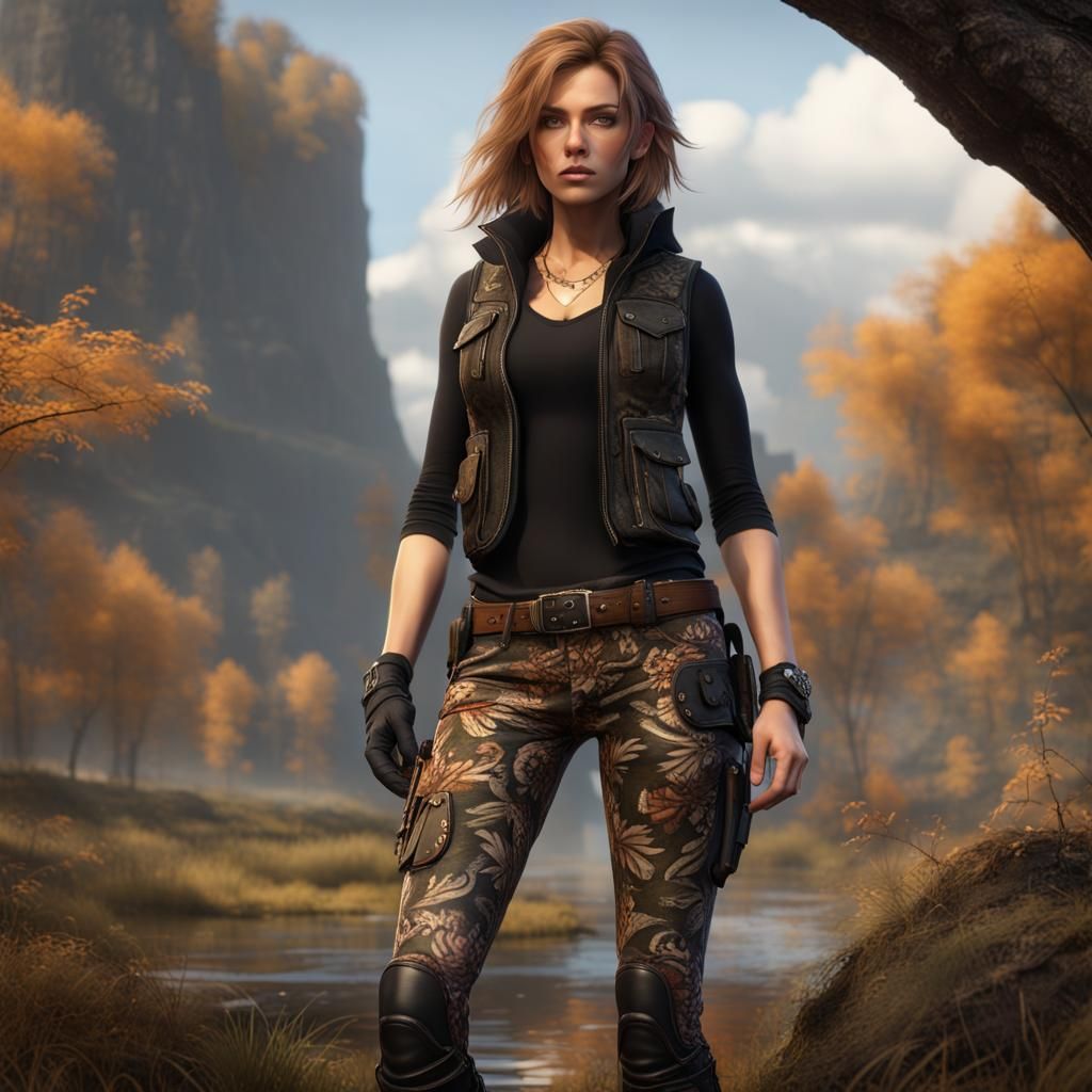 Girl in Camo: Detailed Fantasy Concept Art