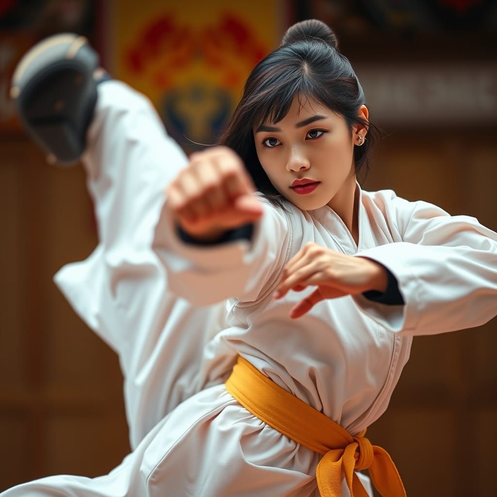 Confident Korean Taekwondo Practitioner