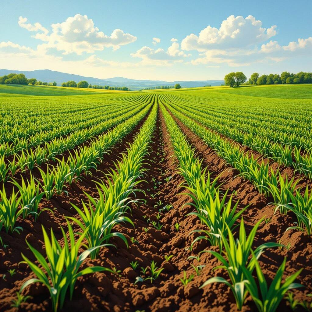 Vast Wheat Field in Early Spring