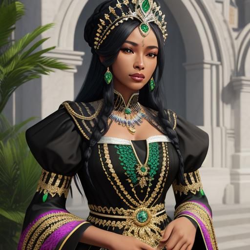 Colombian Beauty in Emerald Dress: Hyperrealistic Digital Ar...