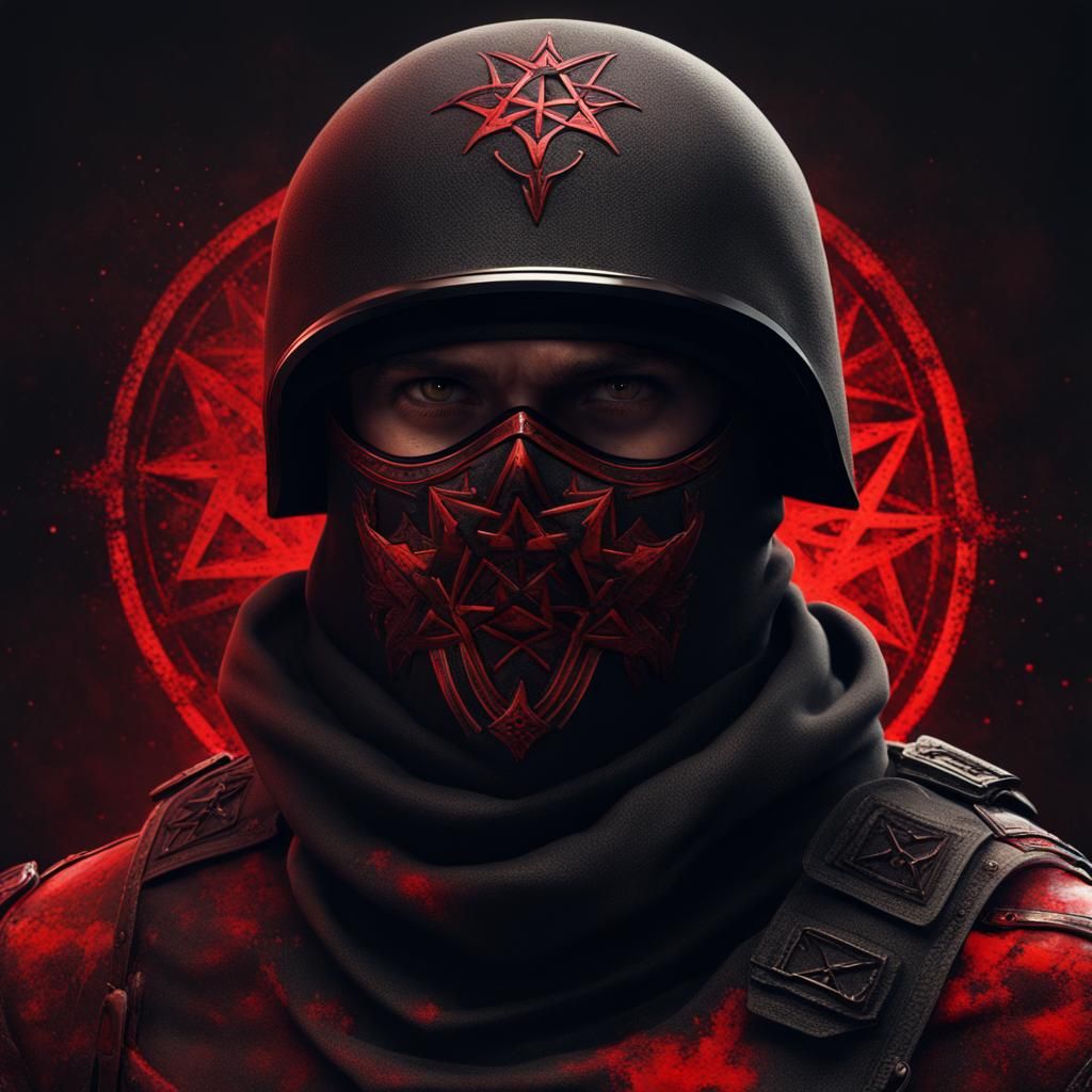 Modern Russian Soldier: Glowing Red Eyes, Detailed Matte Pai...