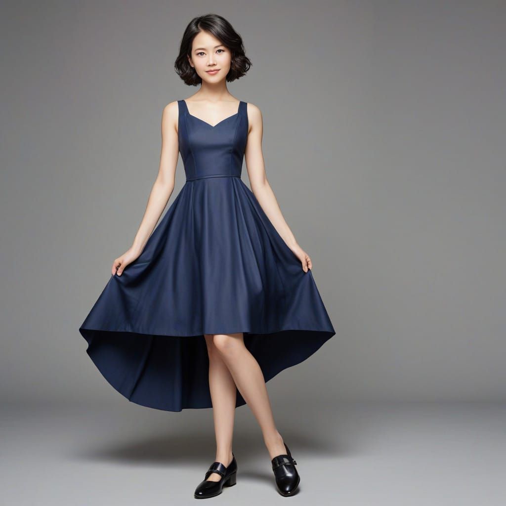 French-Inspired Portrait of a Young Woman in Elegant Dress a...