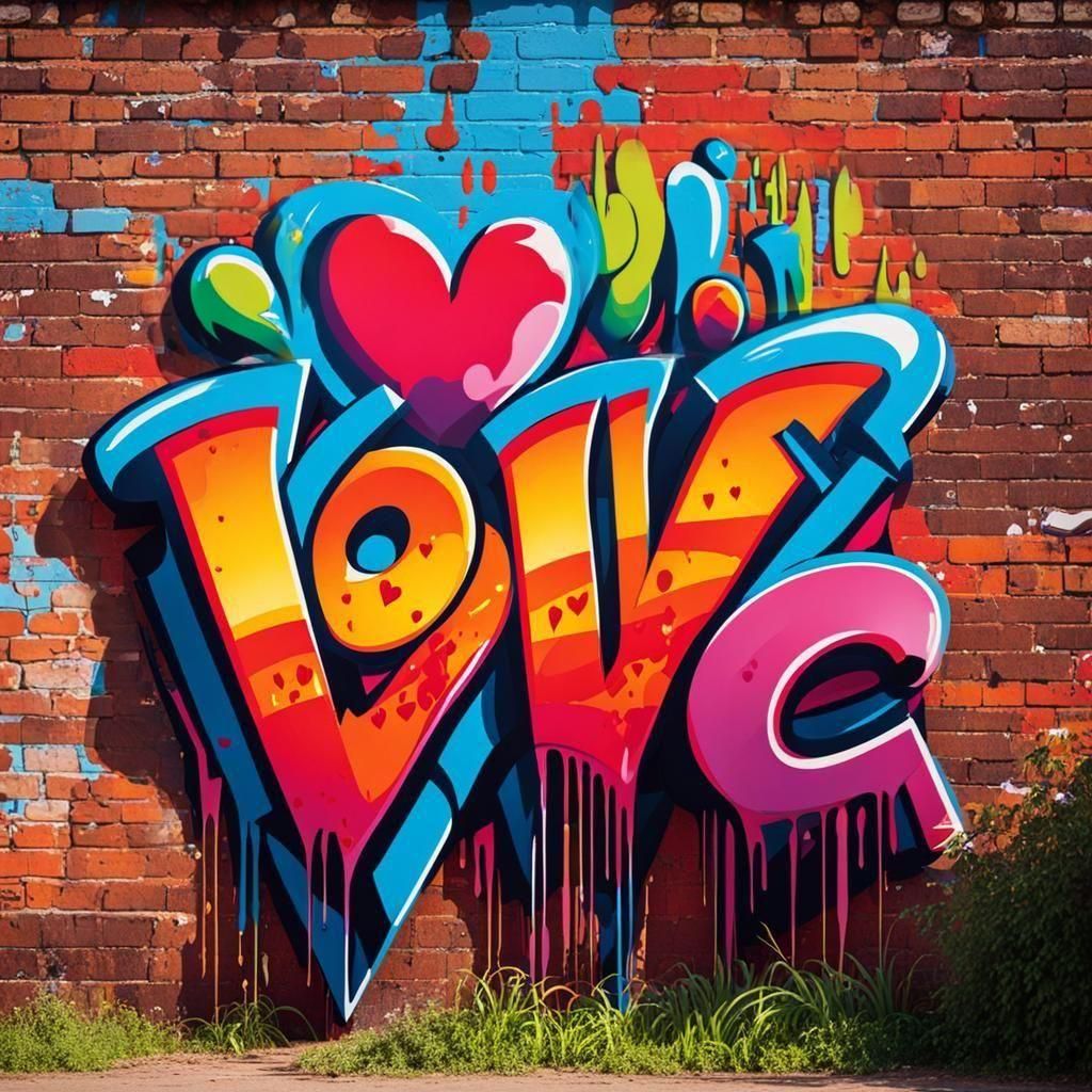Vibrant Graffiti Art on Brick Wall in Sunlight