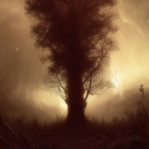 Cosmic Tree of Life in Dark Fantasy Style