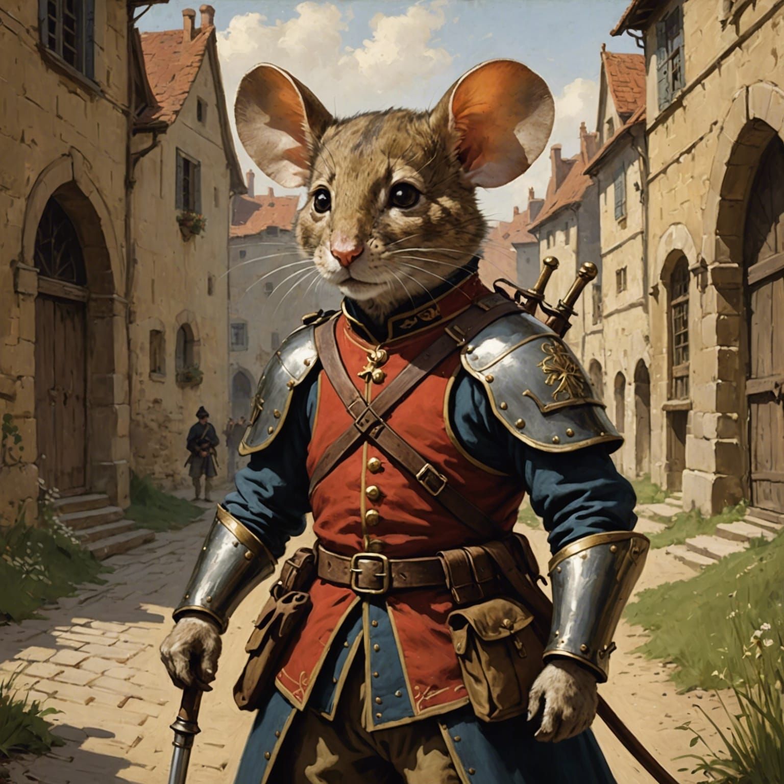 Mouse Warrior in Redwall Storybook Style