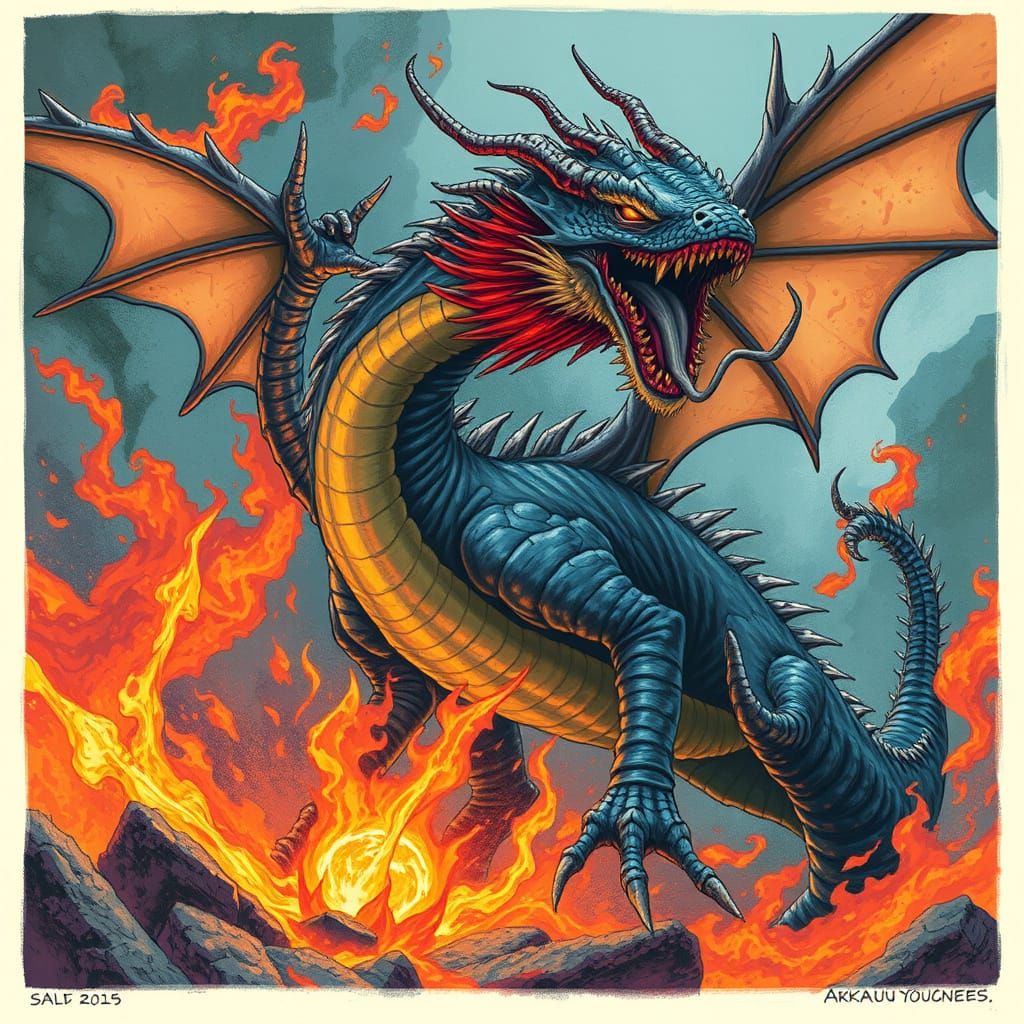 Dragon Emerges from Sea in Surrealist Digital Art