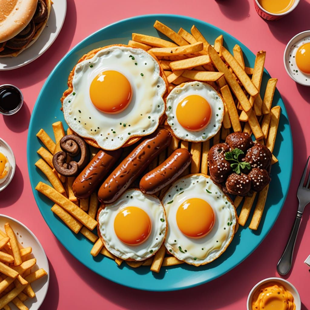 Vibrant Pop Art Food Portrait with Exaggerated Features